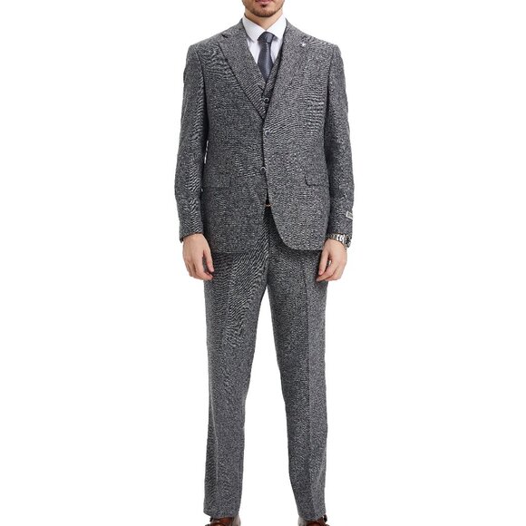 Grey Tweed 3 Piece Stacy Adams Men's Suit - Picture 6 of 6